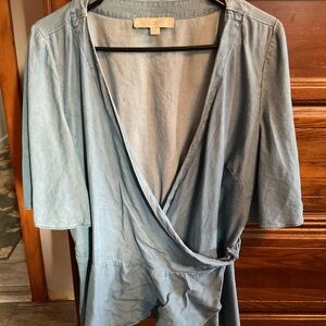 LOFT Chambray Wrap Blouse